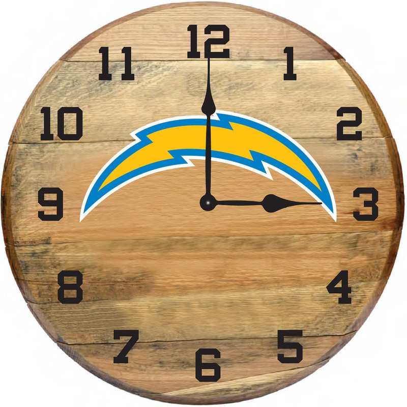 Los Angeles Chargers Oak Barrel Clock