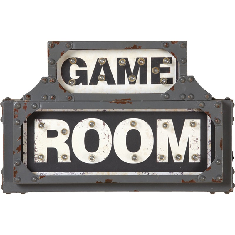 Game Room Lighted Metal Sign