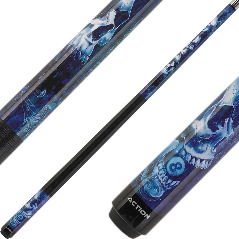 Eight Ball Mafia EBM19 Play Cue – Blue Stacked Skulls