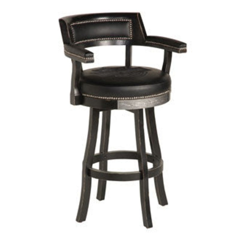 Harley Davidson Backrest Bar Stool – Vintage Black Finish