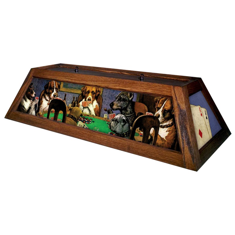 Poker Dogs Pool Table Light Mahogany Stain