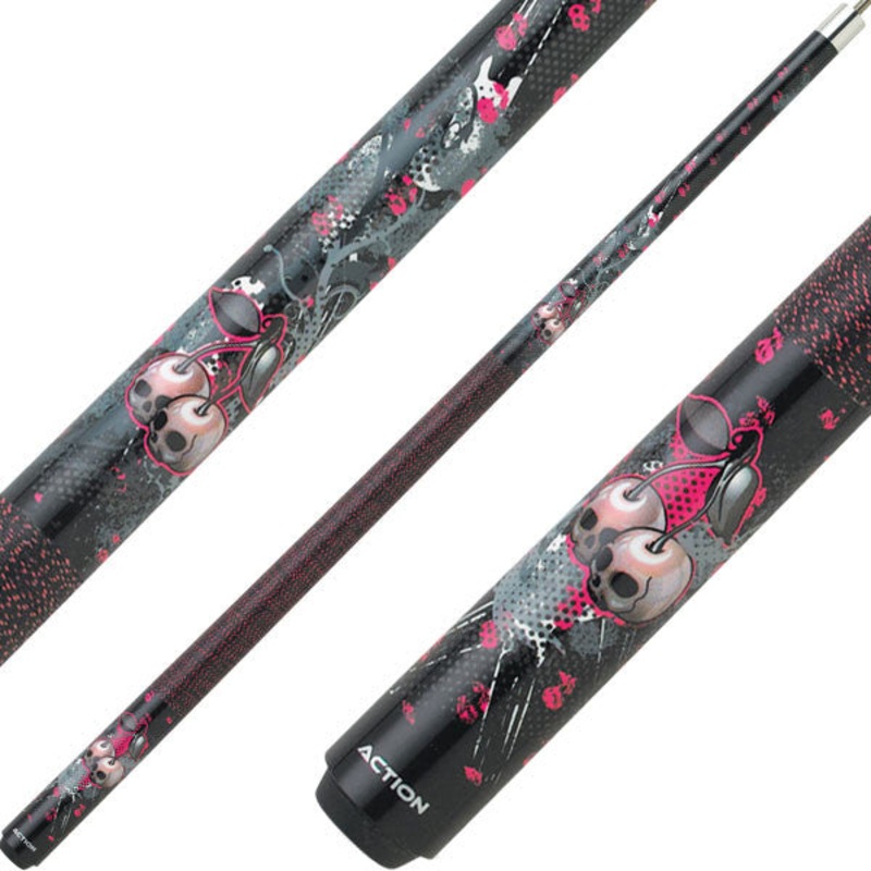 Eight Ball Mafia EBM07 Play Cue – Cherry Skulls Black and Pink
