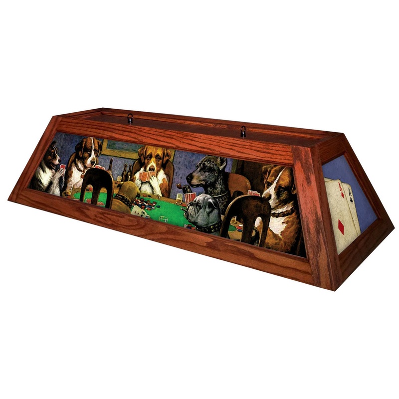 Poker Dogs Pool Table Light Cherry Stain