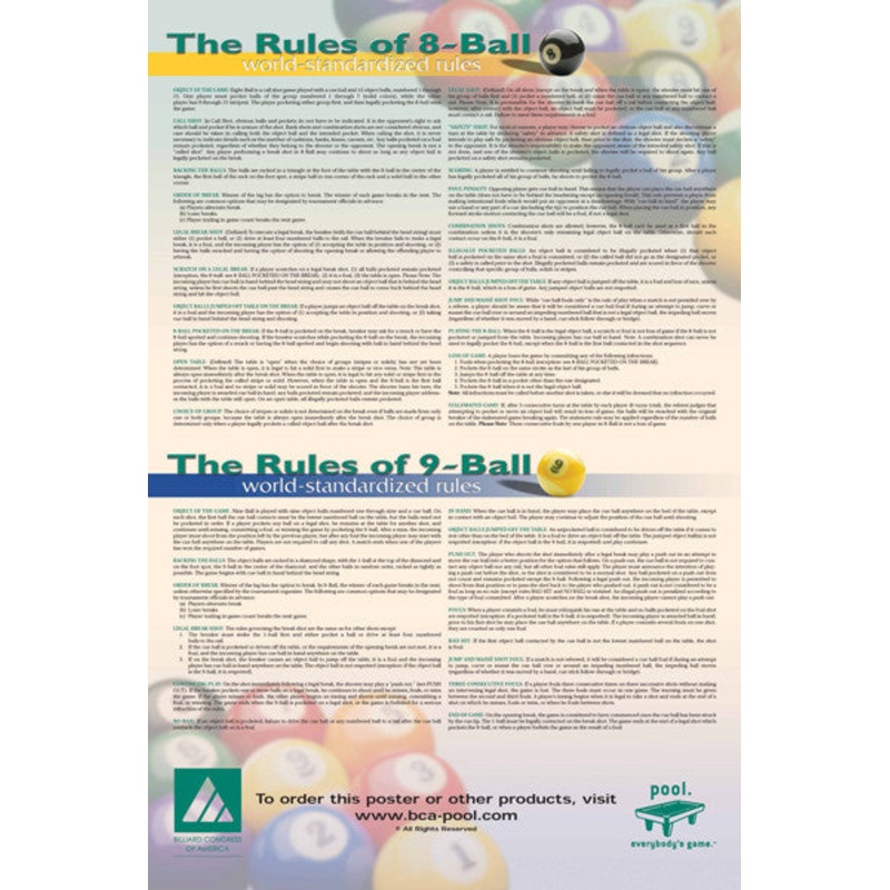 BCA 8/9 Ball Rules Poster