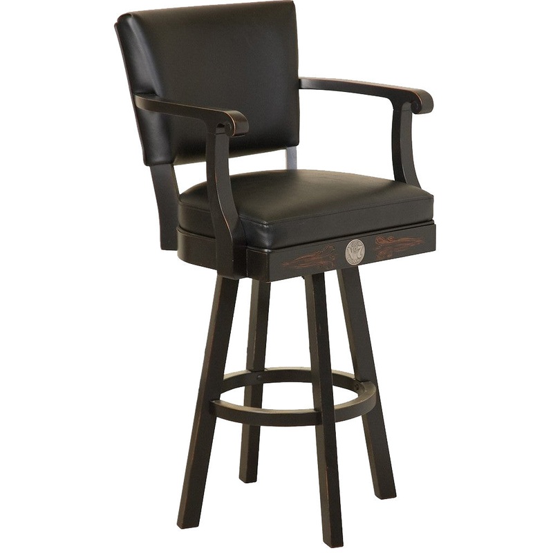 Jack Daniel’s Wood Bar Stool w/ Backrest – TN Charcoal Finis