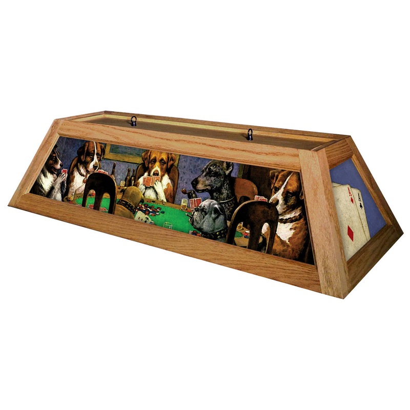 Poker Dogs Pool Table Light Oak Stain