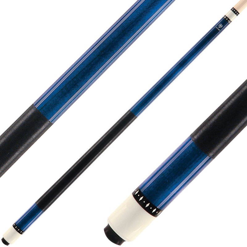 Lucky  L07 Pool Cue – Blue Stain with White Diamond Rings