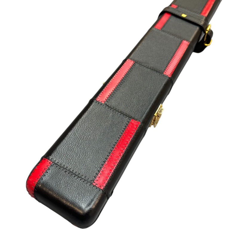 Peradon Wide Genuine Leather One Piece Cue Case  Special Edition Black   Red Pattern
