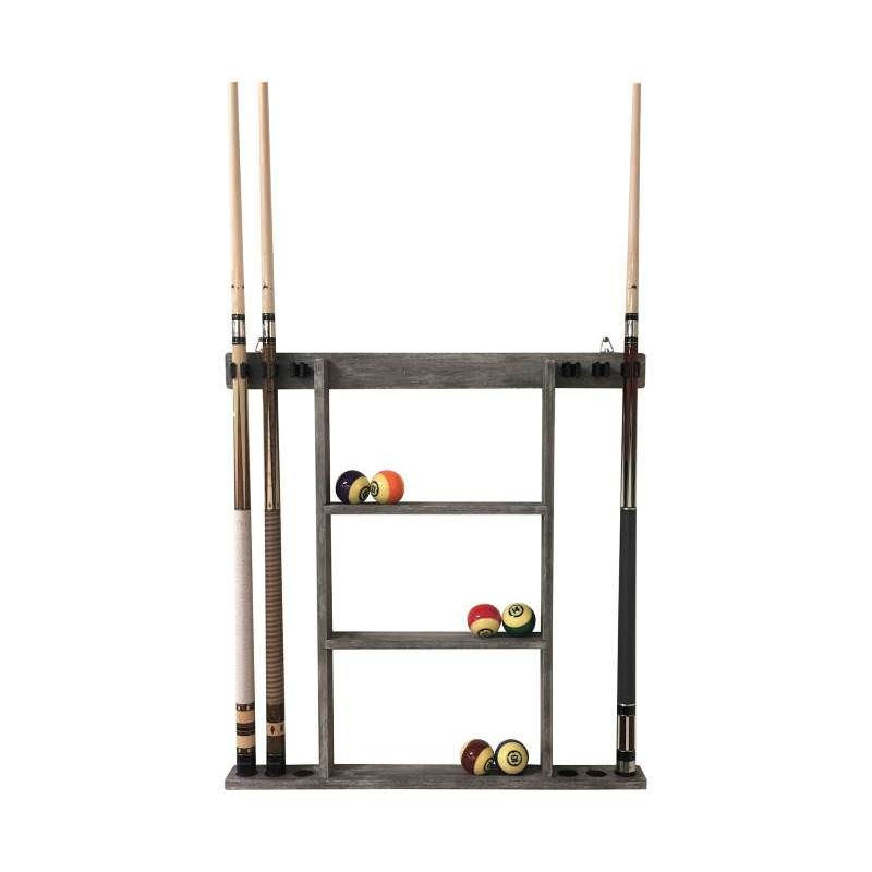 Wall Mounted Cue and Ball Rack in Grey for 6 Cues