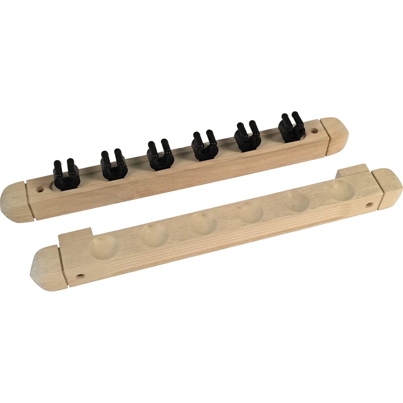 White Wall Mounted Wooden 2-Piece 6 Cue Rack