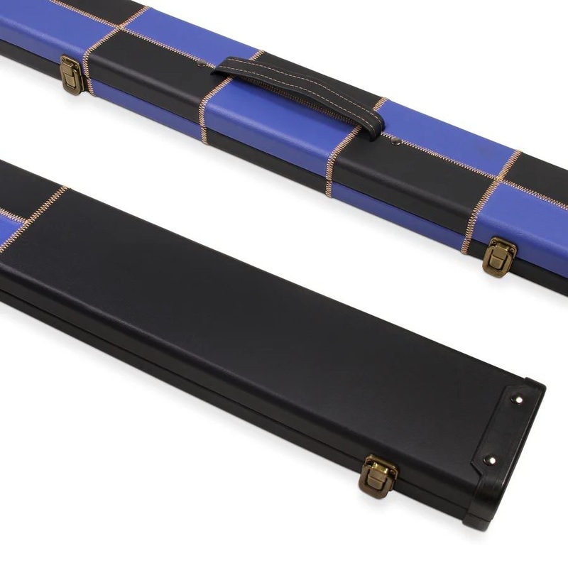 1 Piece WIDE CHEQUERED Black And Blue Snooker Pool Cue Case with Plastic Ends  Holds 3 Cues
