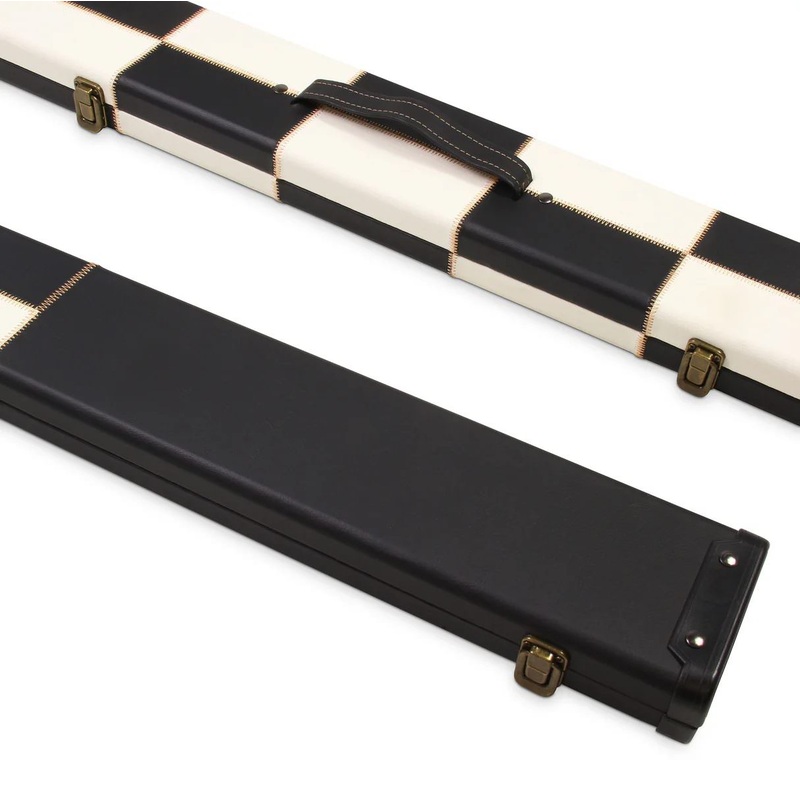 1 Piece WIDE CHEQUERED Black And White Snooker Pool Cue Case with Plastic Ends  Holds 3 Cues