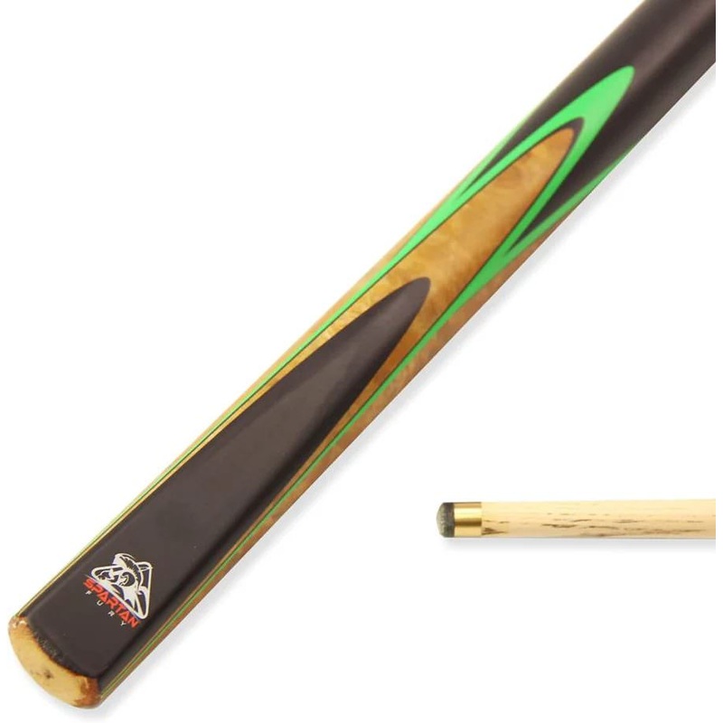 Spartan Fury 2 Piece Ash Centre Joint Snooker Pool Cue 9mm Tip  Green