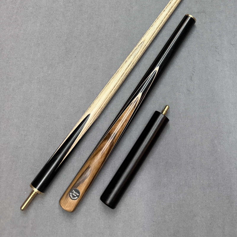 Taylor Made 58 3/4 Jointed Ash Pool Cue 8.5mm Tip   Mini Butt  Bocote   Ebony Veneer
