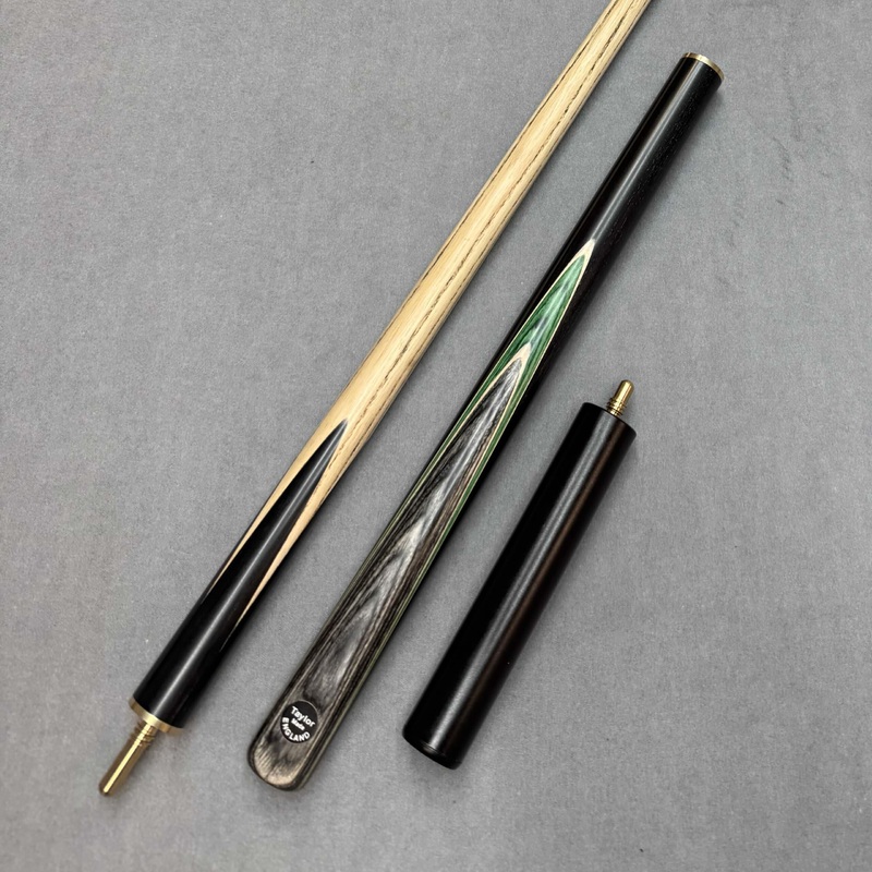 Taylor Made 58 3/4 Jointed Ash Pool Cue 8.5mm Tip   Mini Butt  Grey Driftwood   Green Veneer